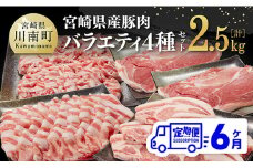 【6ヶ月定期便】宮崎県産豚肉バラエティ4種セット2.5kg【 肉 豚 豚肉 ロース バラ 切り落とし 】