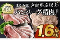 「まるみ豚」宮崎県産豚肉　ハンバーグ・精肉セット　計1.6kg 【 豚肉 豚 肉 国産 川南町 ハンバーグ 精肉 】