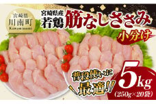 宮崎県産若鶏　筋なしささみ5kg（250g×20） 【 鶏肉 とり肉 ささみ 真空パック 】