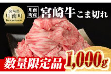 ※令和7年8月発送※【川南町産】宮崎牛こま切れ1,000g【牛肉 宮崎県産 九州産 牛 A5 5等級 肉】