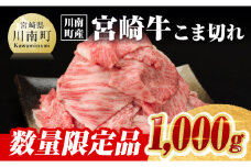 ※令和7年9月発送※【川南町産】宮崎牛こま切れ1,000g【牛肉 宮崎県産 九州産 牛 A5 5等級 肉】