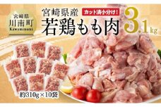 【令和7年8月発送】 宮崎県産 若鶏 もも肉 310g×10袋 (3.1kg) 【 鶏肉 モモ肉 肉 小分け からあげ チキン南蛮 国産 九州産 宮崎県産 送料無料 】