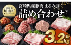 宮崎県産豚肉「まるみ豚」 詰め合わせ セット 計3.2kg 【 肉 豚肉 国産 こま切れ ハンバ―グ 生姜焼き 弁当 おかず お手軽 真空パック ミンチ 挽肉 九州産 宮崎県産 川南町産 送料無料 】