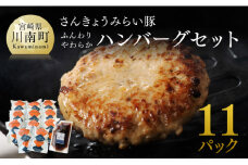 【令和7年9月発送】さんきょうみらい豚 ”ふんわりやわらか” ハンバーグセット(90g×11P、ソース200g付) 【 豚肉 国産 肉 豚 おかず 惣菜 ハンバーグ 】