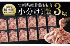 【令和7年10月発送】便利な小分けパック！宮崎県産 若鶏 もも肉 小分け パック 250g×12袋 計3.0kg 【 鶏 肉 鶏肉 国産 モモ 九州産 鳥 小分け 使いやすい 便利 】