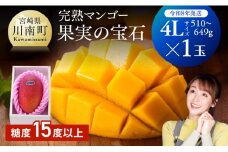 【令和8年発送】宮崎県産完熟マンゴー「果実の宝石」　4L×1玉 【 果物 フルーツ マンゴー 宮崎県産 みやざきマンゴー 先行予約 数量限定 期間限定 】
