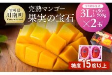 【令和8年発送】宮崎県産完熟マンゴー「果実の宝石」　3L×2玉 【 果物 フルーツ マンゴー 宮崎県産 みやざきマンゴー 先行予約 数量限定 期間限定 】