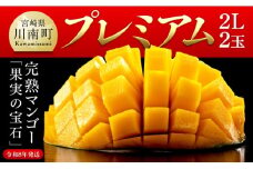 【令和8年発送】宮崎県産完熟マンゴー「果実の宝石」　プレミアム 2L×2玉 【 先行予約 数量限定 宮崎県産 九州産 川南町産 糖度15度以上 期間限定 】