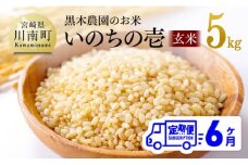 【6ヶ月定期便】【令和7年産】 宮崎県産米 黒木農園のお米 「いのちの壱(玄米)」 5kg【 米 お米 玄米 国産 宮崎県産 いのちのいち おにぎり 】