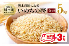 【3ヶ月定期便】【令和7年産】 宮崎県産米 黒木農園のお米「いのちの壱(玄米)」 5kg 【 米 お米 玄米 国産 宮崎県産 いのちのいち おにぎり 】