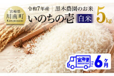 【6ヶ月定期便】【令和7年産】黒木農園のお米「いのちの壱(白米)」5kg 【 米 お米 白米 国産 宮崎県産 いのちのいち おにぎり 】