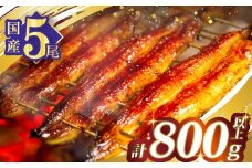 うなぎ蒲焼5尾(さんしょう・たれ付き)計800g以上 鰻 魚 魚介 加工品 国産_T026-0031