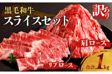 【2週間以内発送】月数量限定≪訳あり≫黒毛和牛肩ロース＆リブローススライスセット(合計1kg) 肉 牛 牛肉 国産_T025-0021