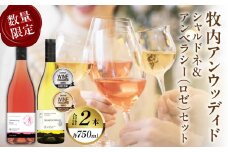 【数量限定】牧内アンウッディドシャルドネ＆アンベラシー(ロゼ)セット 酒 飲料 アルコール 国産_T014-010