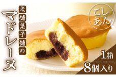 【2週間以内発送】老舗菓子舗のマドレーヌ(こしあん入り)計8個 焼き菓子 スイーツ 詰め合わせ 洋菓子_T035-0031