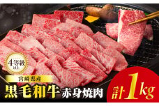 【令和7年9月発送】≪肉質等級4等級以上≫黒毛和牛赤身焼肉(計1kg) 肉 牛 牛肉 国産_T030-093-09