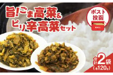 ＼ポスト投函／旨ごま高菜＆ピリ辛高菜セット 計2袋(各120g) 漬物 おかず 野菜 加工品 国産_T025-026