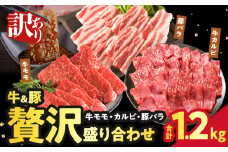 ≪訳あり≫牛&豚 贅沢盛り合わせ（牛モモ・カルビ・豚バラ）合計1.2kg 肉 牛 豚 豚肉 牛肉 おかず 国産_T025-045