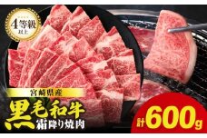 生産者応援≪肉質等級4等級以上≫宮崎県産黒毛和牛霜降り肩ロース(焼肉)計600g 肉 牛 牛肉 おかず 国産_T030-193