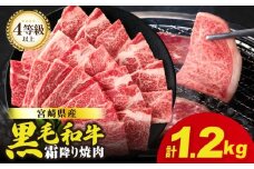 生産者応援≪肉質等級4等級以上≫宮崎県産黒毛和牛霜降り肩ロース(焼肉)計1.2kg 肉 牛 牛肉 おかず 国産_T030-194