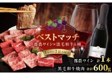 【期間・数量限定】＼ベストマッチ!!／都農ワイン&黒毛和牛(経産牛(訳あり))6種焼肉 肉 牛肉 酒 ワイン 国産_T999-024