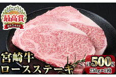 宮崎牛ロースステーキ(計500g・250g×2)お肉 牛肉 黒毛和牛 ブランド和牛 冷凍 国産 焼肉 BBQ【R-33】【ミヤチク】
