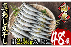国産真あじ丸干し(計48尾・16尾×3箱：計2.5kg以上)干物 鯵 セット 魚 魚介類 簡単 調理 冷凍【E-21】【水永水産】