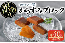 ＜訳あり＞「宮崎からすみ寒」ブロック(計40g・20g×2袋) カラスミ 魚卵 珍味 つまみ 唐墨 珍味 酒の肴 ボラ ぼら 簡易包装 宮崎県 門川町【AW-40】【丸正水産】
