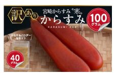 ＜訳あり＞宮崎からすみ寒(100g)＜からすみパウダー40g付＞カラスミ 魚卵 珍味 つまみ 唐墨 珍味 酒の肴 ボラ ぼら 簡易包装 宮崎県 門川町【AW-41】【丸正水産】