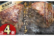 宮崎牛入りハンバーグ(140g×4個) 簡単調理 焼くだけ 和牛 宮崎牛 黒毛和牛 お肉 牛肉 豚肉 冷凍 個包装 国産 おかず 惣菜 小分け 手ごね 【AW-43】【丸正水産】