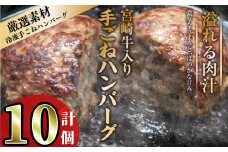 宮崎牛入りハンバーグ(140g×10個) 簡単調理 焼くだけ 和牛 宮崎牛 黒毛和牛 お肉 牛肉 豚肉 冷凍 個包装 国産 おかず 惣菜 小分け 手ごね 【AW-44】【丸正水産】