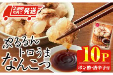 ＜2週間以内発送！＞ぷるるん トロうま なんこつ (計10P・へべすポン酢、一味唐辛子付き) 豚肉 軟骨 おつまみ 平兵衛酢 ポン酢 一味 唐辛子 常温 保存 国産 簡単調理【AP-64】【株式会社 日向屋】