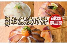 ＜定期便・全3回(連続)＞海鮮 お魚漬け丼 ぶり 真鯛 カンパチ 定期便 食べ比べ セット 簡単 便利 小分け 個包装 まだい 鰤 お取り寄せ 海鮮丼 時短 【UZ-13】【請関水産】
