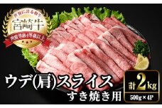 宮崎牛 肩(ウデ) スライス (計2kg・500g×4P) すき焼き お肉 牛肉 黒毛和牛 宮崎牛 ブランド和牛 冷凍 国産 肩 ウデ スライス 宮崎県産 しゃぶしゃぶ 【YM-16】【YAMATO株式会社】