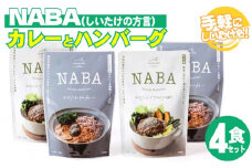 [№5738-0079]レトルト カレー ハンバーグ NABA 計4食セット バターチキンカレー 2食＆ハンバーグアンチョビソース掛け 2食 セット