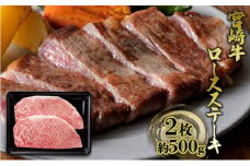 [№5738-0089]ステーキ ロース 宮崎牛 2枚 約500g 黒毛和牛 肉 お肉 牛肉