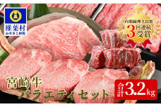 受賞歴多数!! ≪宮崎牛≫ お楽しみバラエティセット【合計3.2kg】【ステーキ・焼肉・すき焼き・しゃぶしゃぶ 】送料無料 宮崎県 椎葉村 秘境 国産 宮崎県産 ブランド牛 牛肉 牛 和牛 肉 ロース ヒレ 肩ロース モモ うで ばら スネ 牛丼 うまい 美味しい おすすめ おかず 多用途 ギフト 贈り物 プレゼント 祝い パーティー 誕生日 記念日 お土産 敬老 お中元 お歳暮【MT-60】