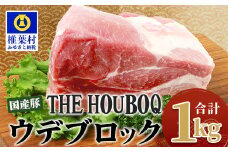 宮崎県産 THE HOUBOQ 豚ウデブロック 合計1Kg [送料無料 日本三大秘境 美味しい 豚肉 宮崎県 椎葉村 国産 国産豚 豚 ぶた ぶたにく にく おにく 肉 お肉 鍋 なべ しゃぶしゃぶ 冷凍 ごちそう 贈物]【HB-105】