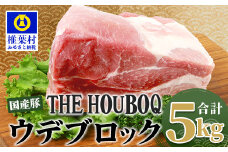 宮崎県産 THE HOUBOQ 豚ウデブロック 5Kg［宮崎県 椎葉村 国産 国産豚 ぶた 豚 ポーク 豚肉 にく おにく 肉 お肉 カレー シチュー やきにく 焼肉 バーベキュー BBQ 冷凍 日本三大秘境］【HB-123】