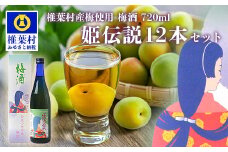 椎葉村産梅使用 梅酒「姫伝説」720ml×12本セット［ 送料無料 宮崎 椎葉 うめしゅ ウメシュ 梅酒 うめ ウメ 梅 さけ おさけ 酒 お酒 食前酒 デザート酒 女性 おしゃれ 誕生日祝い お歳暮 お祝い 12本 贈物 ギフト プレゼント］【SN-09】