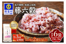 【3回定期便】【雑穀米】藤の花色に染まる美しい六穀米《藤六穀》300g×2袋 3回配送【世界農業遺産 高千穂郷・椎葉山地域】送料無料 定期便 定期 保存食 非常食 米 お米 ご飯 ご当地 贈り物 手土産 お土産 挨拶 祝い ギフト 父 母 栄養 健康 うるち米 たかきび 挽割とうもろこし もちあわ もち麦 黒米【TT-14】