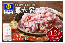 【6回定期便】【雑穀米】藤の花色に染まる美しい六穀米《藤六穀》300g×2袋 6回配送【世界農業遺産 高千穂郷・椎葉山地域】送料無料 定期便 定期 保存食 非常食 米 お米 ご飯 ご当地 贈り物 手土産 お土産 挨拶 祝い ギフト 父 母 栄養 健康 うるち米 たかきび 挽割とうもろこし もちあわ もち麦 黒米【TT-15】