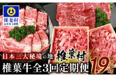お試し定期便 【 定期便 3回 】 総重量 1,900g 牛肉 椎葉牛の スライス肉 ＆ 切り落とし肉 定期便 【 日本三大秘境 椎葉村 育ちの黒毛和牛 】[ 牛肉 定期便 定期配送 肉 スライス肉 切り落とし肉 A5等級指定 黒毛和牛 ブランド牛 A5ランク おすすめ 送料無料 ] TK-100