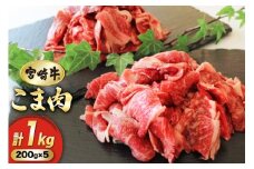 牛肉 宮崎牛 小間切れ 200g 5p 計1kg [マルミヤストア 宮崎県 美郷町 31ag0108] 小分け 国産 黒毛和牛 黒毛 和牛 BBQ