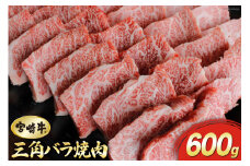 【宮崎牛】 三角 バラ 焼肉 600g [マルミヤストア 宮崎県 美郷町 31ag0118] 肉 牛 牛肉 ばら カルビ 真空 冷凍