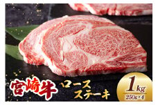 宮崎牛 ロース ステーキ 250g×4 計1kg [ミヤチク 宮崎県 美郷町 31au0077] 冷凍 宮崎県産 国産 ミヤチク 牛肉 霜降り サシ BBQ バーベキュー キャンプ 小分け