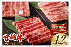 宮崎牛 ウデ モモ バラ スライス 各400g 合計1.2kg [ミヤチク 宮崎県 美郷町 31au0073] 肉 牛肉 冷凍 宮崎県産 国産 黒毛和牛 薄切り うす切り 食べ比べ セット 詰め合わせ 詰合せ