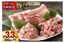 豚肉 小分け お料理セット 真空包装 合計3.3kg [甲斐精肉店 宮崎県 美郷町 31as0097] 豚バラ スライス うで 腕 切り落とし カット 冷凍 宮崎県産 豚 切落し うす切り 薄切り 詰め合わせ