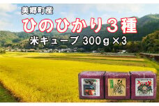 米 キューブ ひのひかり 3種 みさと米 ひむか米 うなま米 300g×3個 計900g [宮崎県農業協同組合 八菜館ひゅうが店 宮崎県 美郷町 31ap0009] 宮崎県産 白米 精米 ヒノヒカリ 国産 九州産 数量限定 送料無料