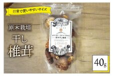 宮崎県産 乾燥 椎茸 40g×1袋 チャック袋入 [ HUTTE 宮崎県 美郷町 31ao0011] 干ししいたけ 出汁 オーガニック 原木栽培 有機JAS認証 料理 調理 小分け 常温 渡川 アヒージョ 煮物 煮付け おかず おこわ 鍋 みそ汁 炒め物 うどん そば スープ パスタ リゾット 春巻き 数量限定